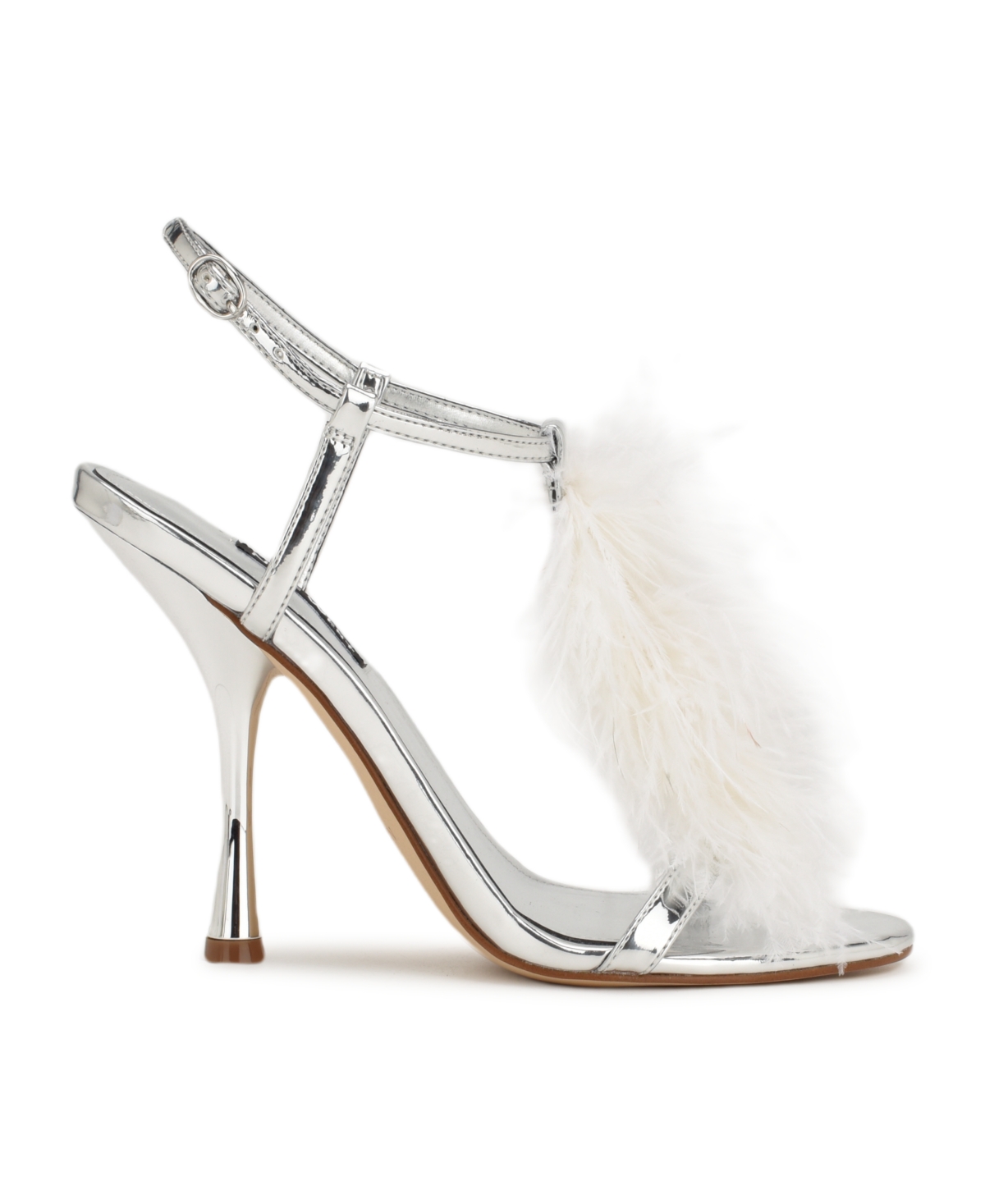 Nine West Women's Million Ankle Strap Heeled Dress Sandals - Silver Mirror Metallic