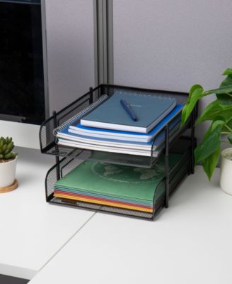 Mind Reader Network Collection, 2-Tier Paper Tray, Letter Size, Stackable, File And Document Holder, Desktop Organizer