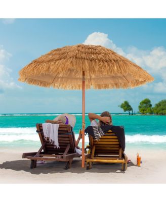 6.5 FT Thatched Beach Umbrella Tilt Tiki Hawaiian Patio Portable