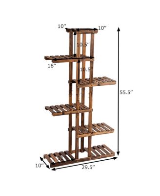6 Tier 11 Pots Wooden Plant Flower Display Stand Wood Shelf