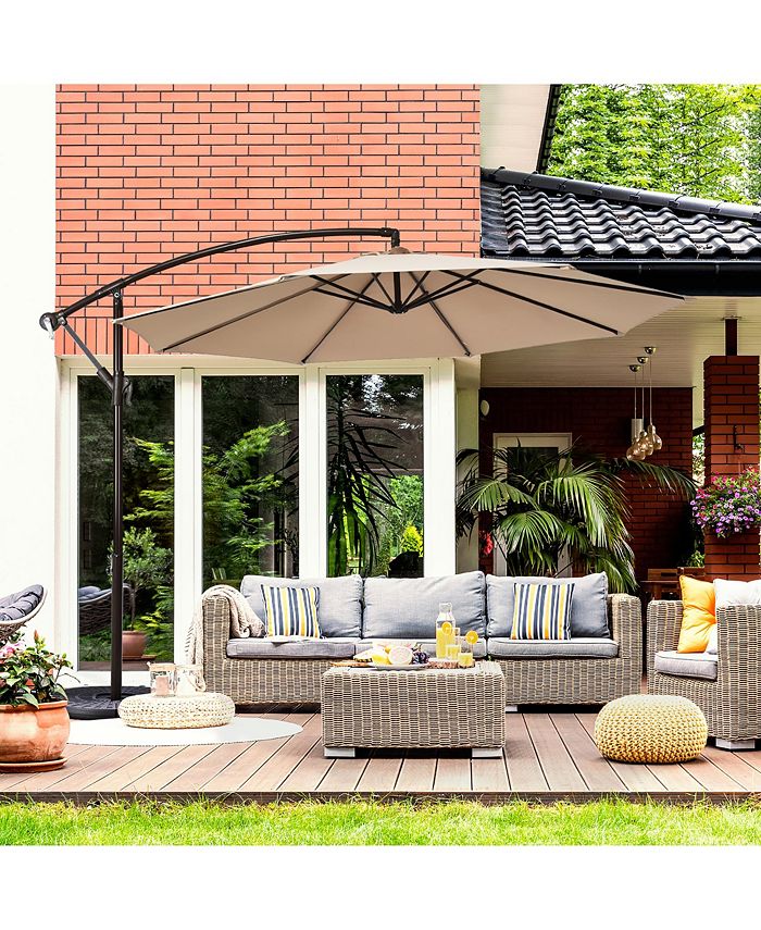 Costway 10FT Patio Offset Hanging Umbrella Easy Tilt Adjustment 8 Ribs