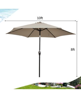 10Ft Outdoor Market Patio Table Umbrella Push Button Tilt Crank Lift