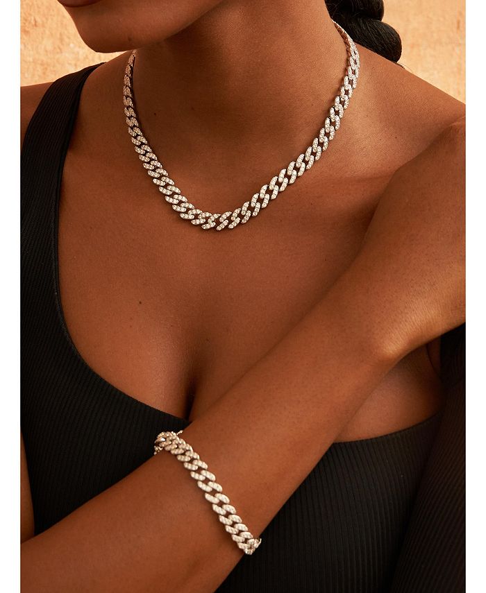 OMA THE LABEL Frosty Link Collection 9mm Necklace in White Gold- Plated ...