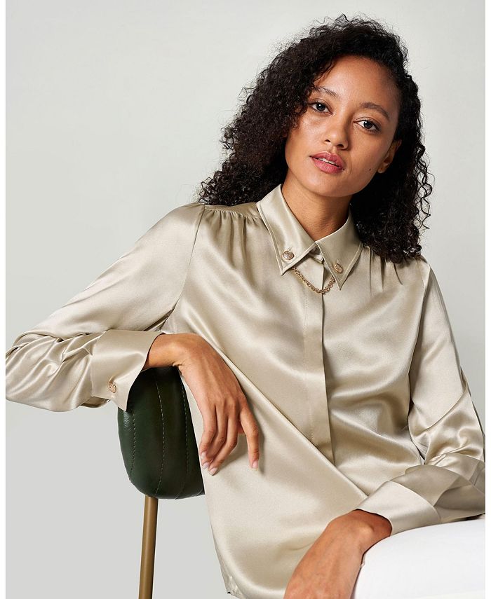 LILYSILK Women's Silk Blouse With Metal Chain Macy's