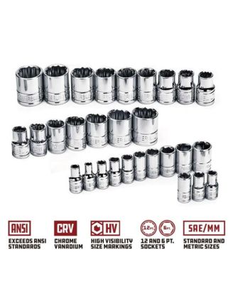 33 Piece Socket Set with SAE and Metric Sizes