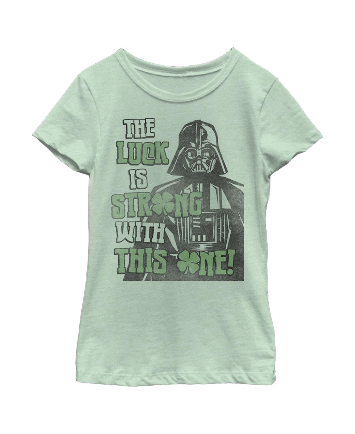 Disney Lucasfilm Kids' Girl's Star Wars Darth Vader St. Patrick's Day Luck Is Strong With This One Child T-shirt In Mint
