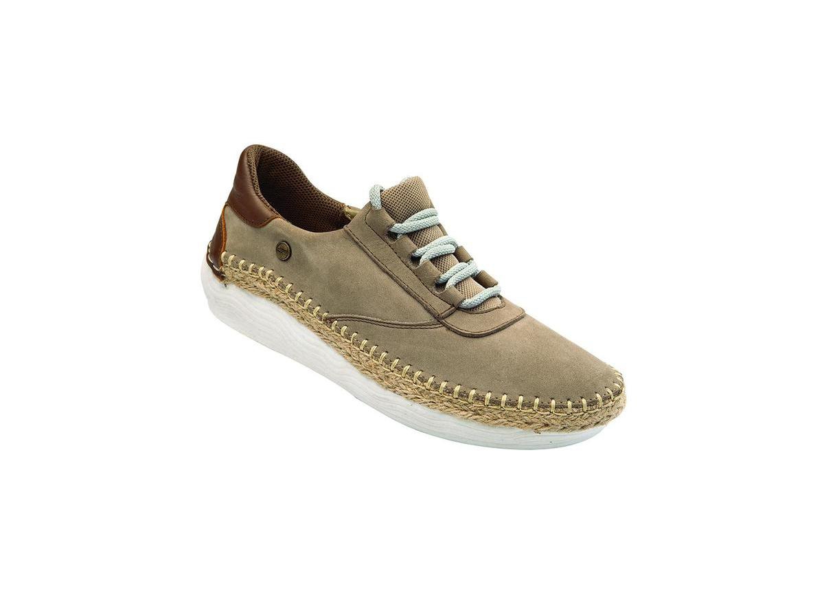 Women's Taupe Soft Nubuck Sneakers, Handmade Unique Shoes With Laces Closure, Judy 5045 Taupe - Taupe