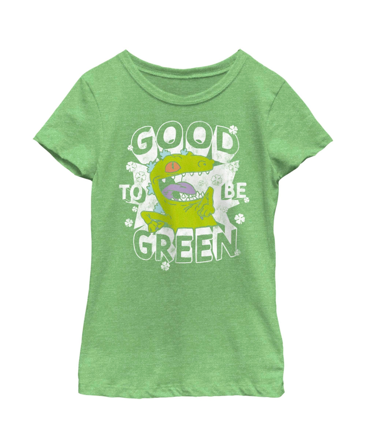 Nickelodeon Girl's Rugrats St. Patrick's Day Reptar Good To Be Green Child T-shirt In Green Apple