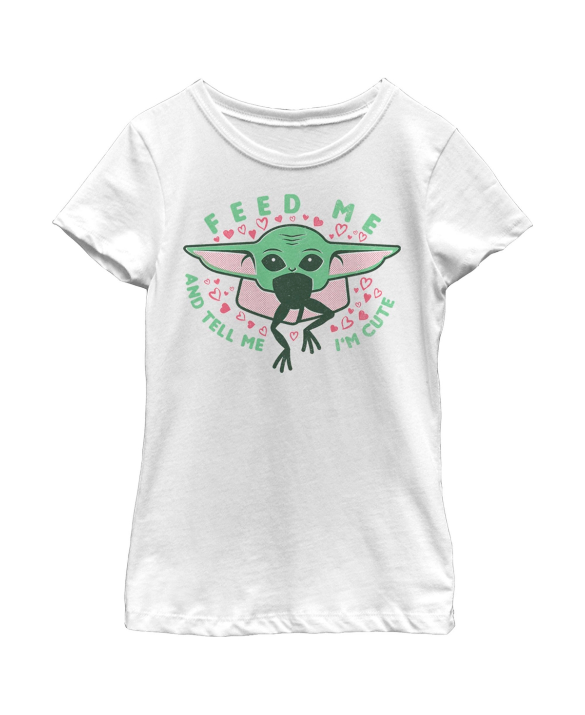 Disney Lucasfilm Girl's Star Wars: The Mandalorian Valentine's Day The Child Feed Me Child T-shirt In White