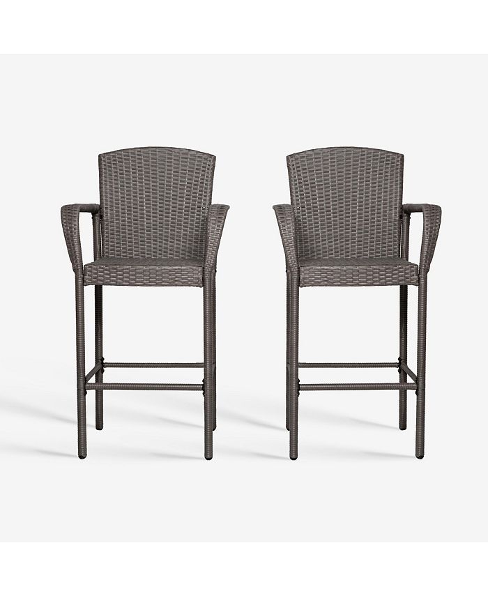 WestinTrends Outdoor Wicker Bar Stools Set of 2 Macy's