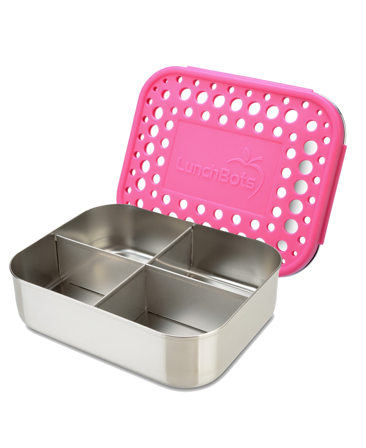 Lunchbots Stainless Steel Bento Lunch Box 4 Sections In Pink Dots