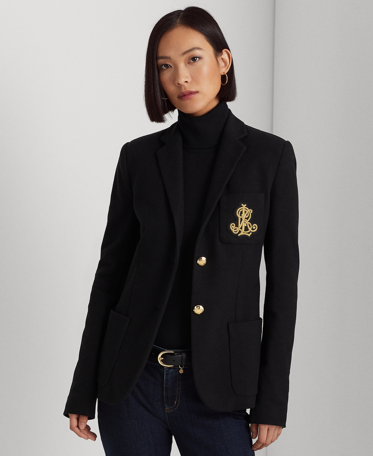 Shop Lauren Ralph Lauren Bullion Jacquard Blazer, Regular & Petite In Polo Black