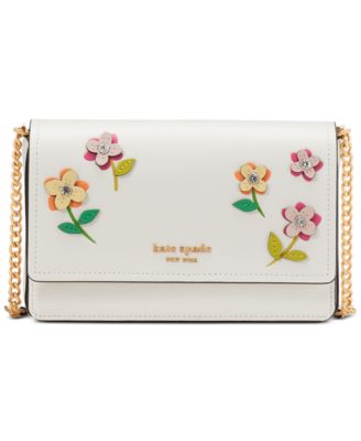 kate spade new york - In Bloom Flower Appliqued Saffiano Leather Flap Chain Wallet