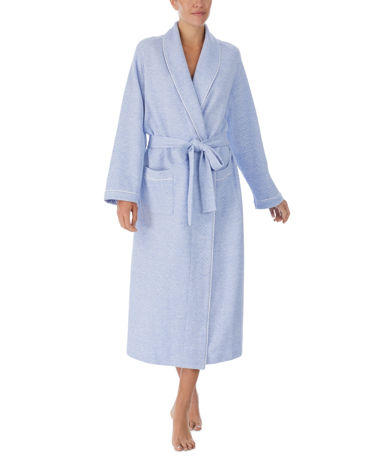 Eileen West Women's Belted Quilted Long-Sleeve Wrap Robe