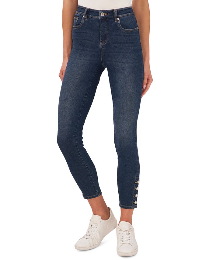 CeCe Women's Imitation-Pearl-Trim High-Rise Skinny Jeans - Macy's