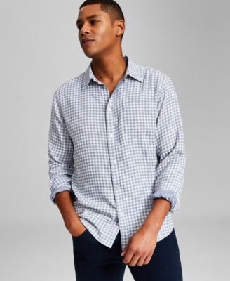 And Now This - Men's Mini Check Long-Sleeve Button-Up Shirt