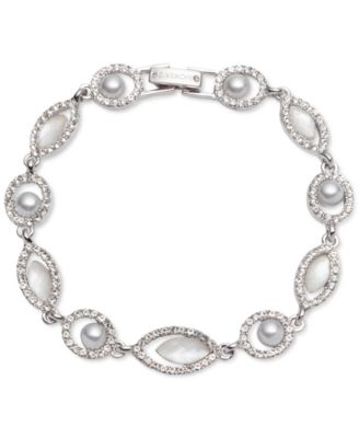 Givenchy - Silver-Tone Imitation Pearl, Stone & Crystal Open Link Bracelet