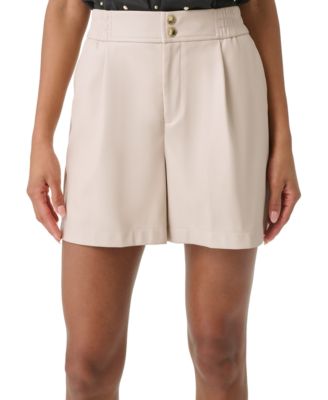 KARL LAGERFELD PARIS - Women's Faux-Leather Pleated Shorts