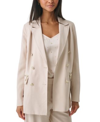 Karl Lagerfeld Paris Women's Zip-Pocket Double-Breasted Blazer - Macy's