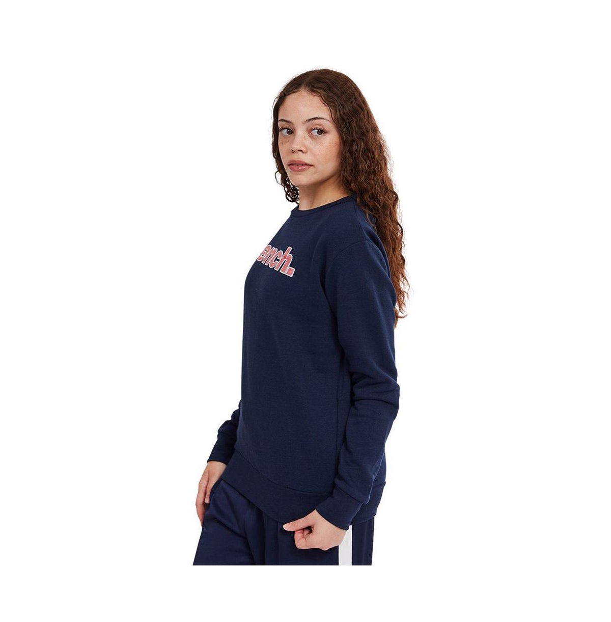 Bench Raina womens sweatshirt crew neckwith pink logo - Navy