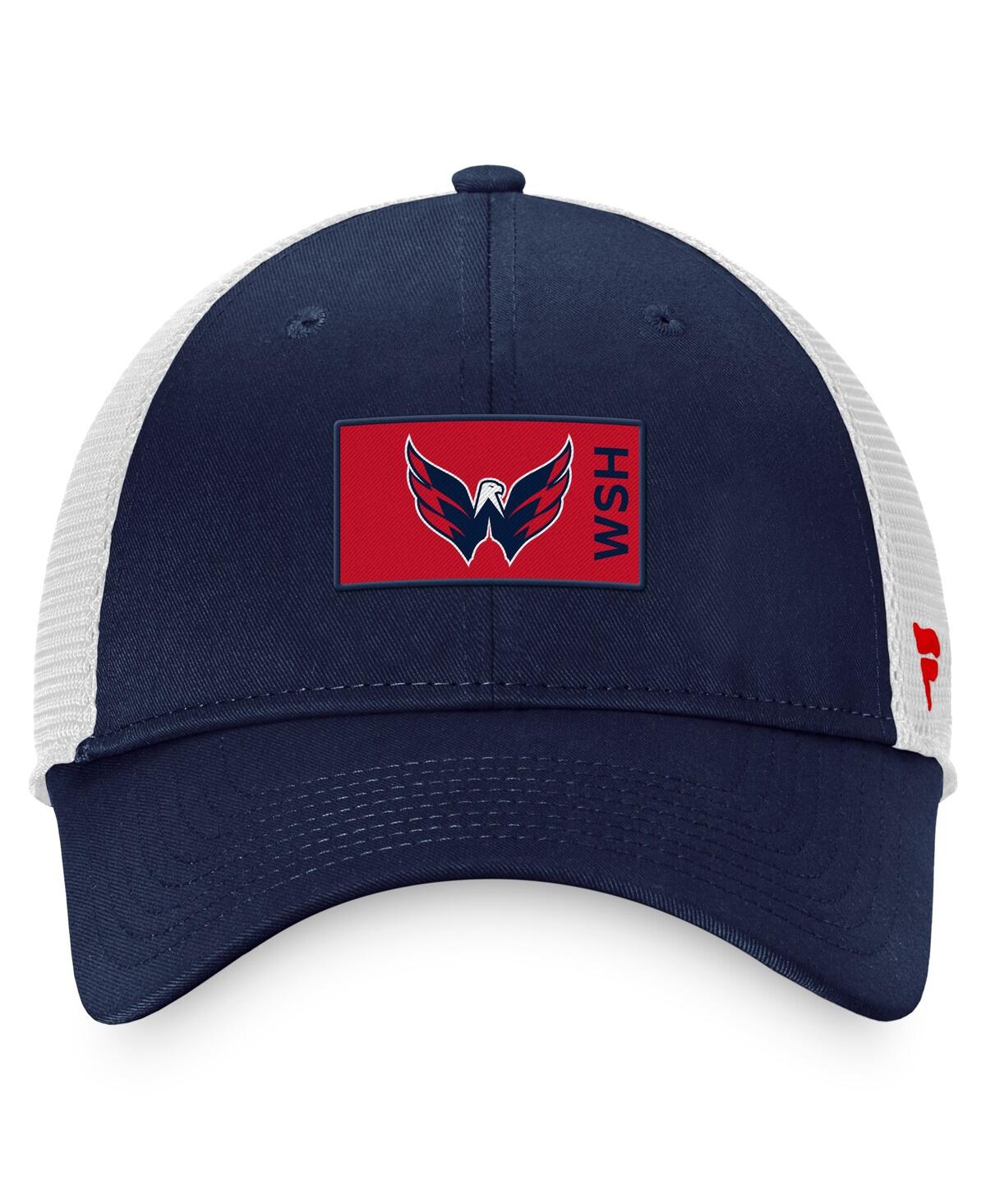 Shop Fanatics Men's  Navy Washington Capitals Authentic Pro Rink Trucker Snapback Hat