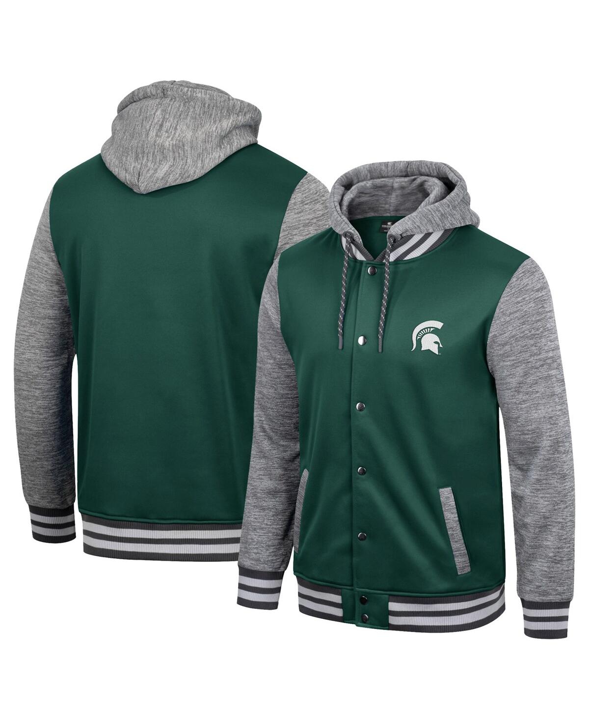 Men's Colosseum Green Michigan State Spartans Robinson Hoodie Full-Snap Jacket - Green