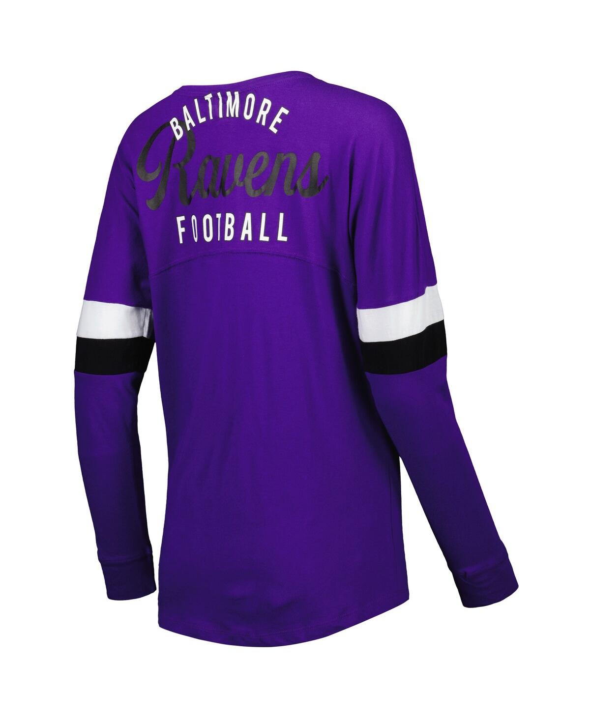NEW ERA WOMEN'S NEW ERA PURPLE BALTIMORE RAVENS ATHLETIC VARSITY LACE-UP LONG SLEEVE T-SHIRT 