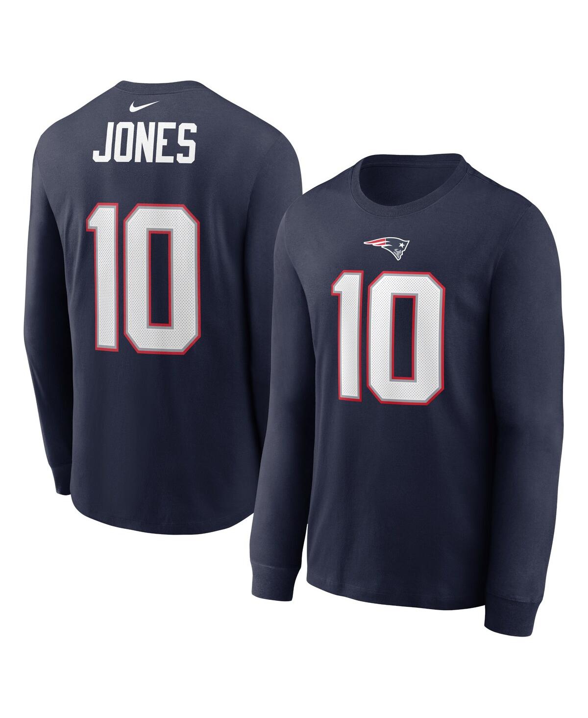 Nike Men's Mac Jones Navy New England Patriots Player Name Number Long Sleeve T-shirt In Navy