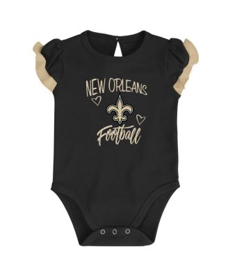 Newborn and Infant Boys and Girls Black, Vegas Gold New Orleans Saints Too Much Love Two-Piece Bodysuit Set