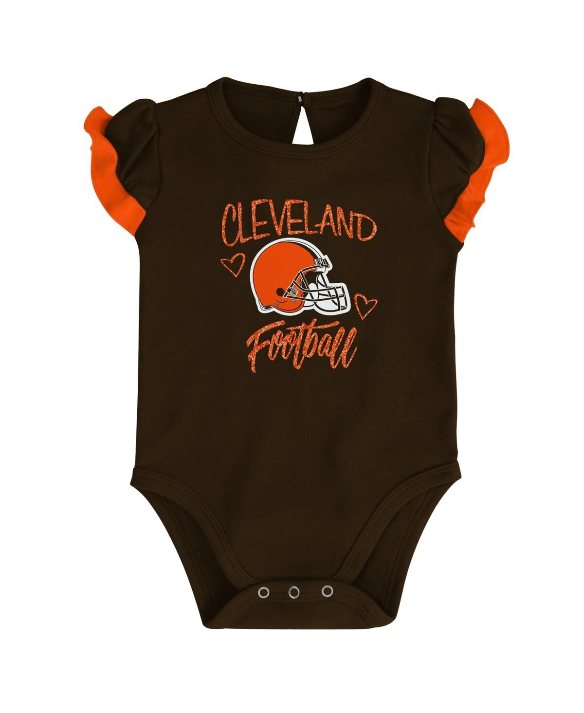 Outerstuff Newborn & Infant Brown/orange Cleveland Browns Too Much Love Two-piece Bodysuit Set In Brown,orange