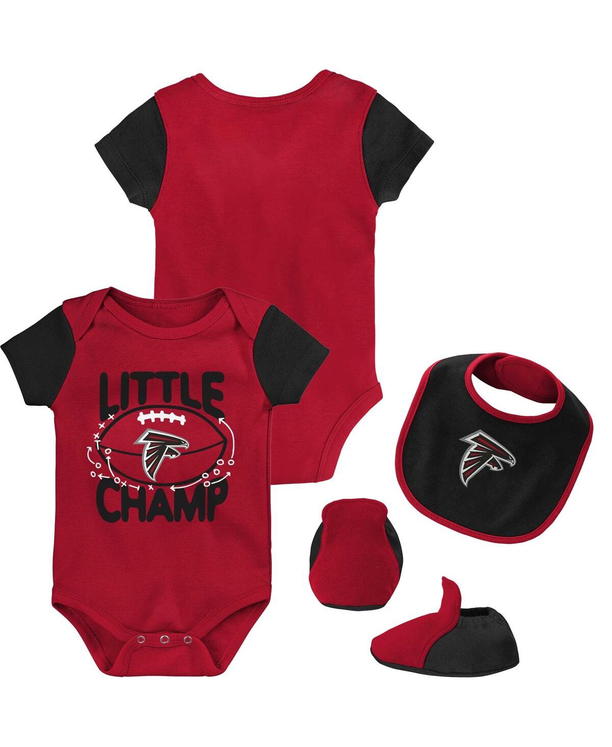 Shop Outerstuff Newborn And Infant Boys And Girls Red, Black Atlanta Falcons Little Champ Three-piece Bodysuit Bib A