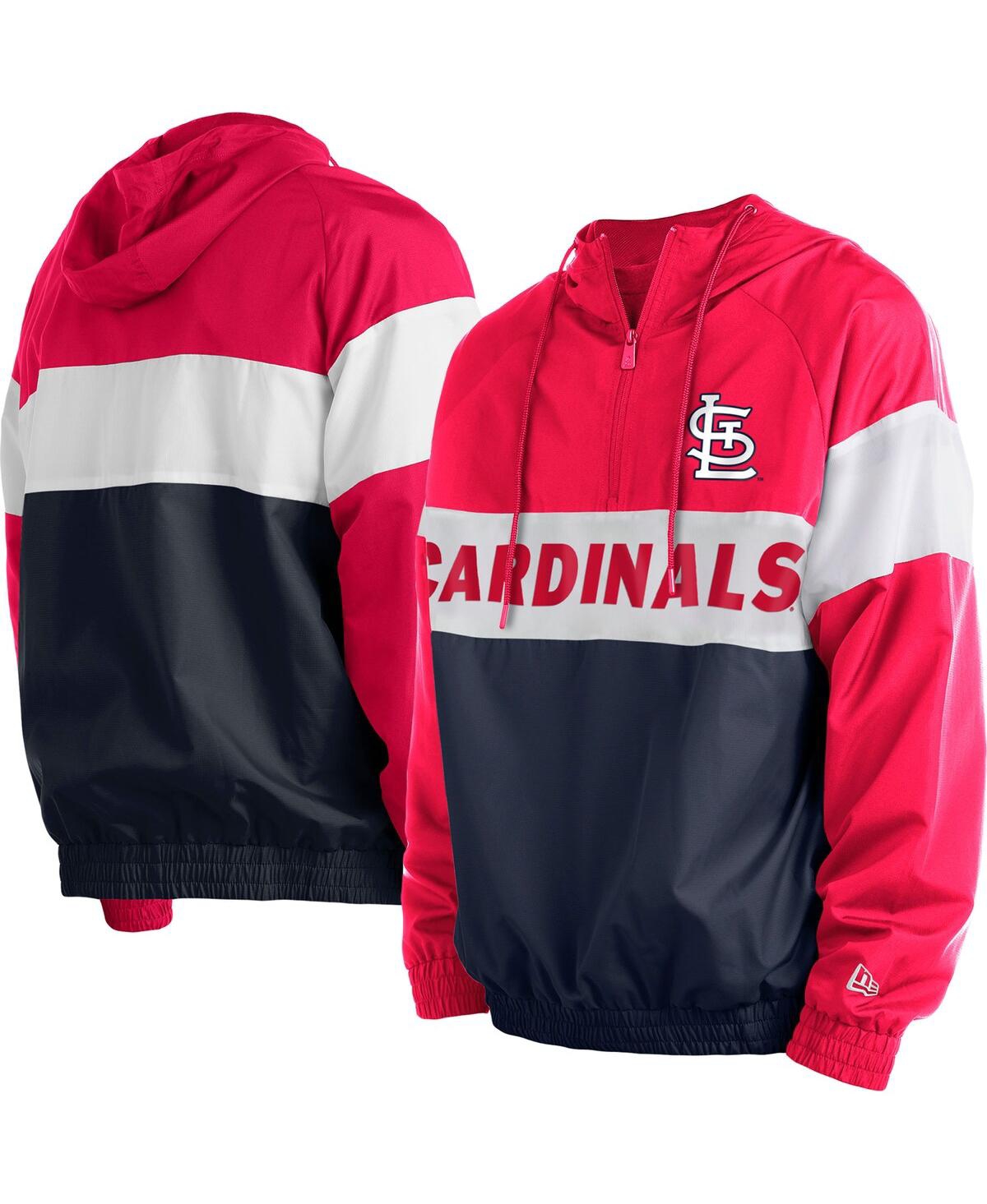 Shop New Era Men's  Navy St. Louis Cardinals Raglan Quarter-zip Hoodie