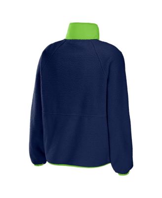 Women's College Navy Seattle Seahawks Polar Fleece Raglan Full-Snap Jacket