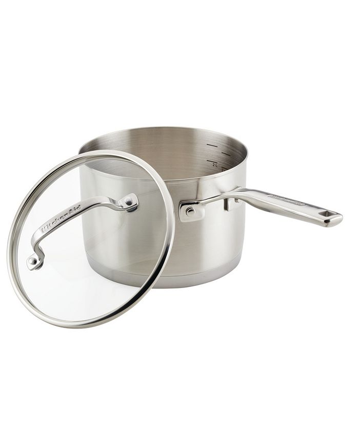 KitchenAid 3 Ply Base Stainless Steel 3 Quart Saucepan with Lid Macy's
