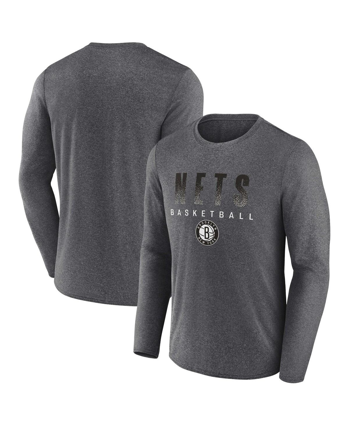 Men's FanaticsBrooklyn Nets Where Legends Play Iconic Practice Long Sleeve T-shirt - Heathered Charcoal