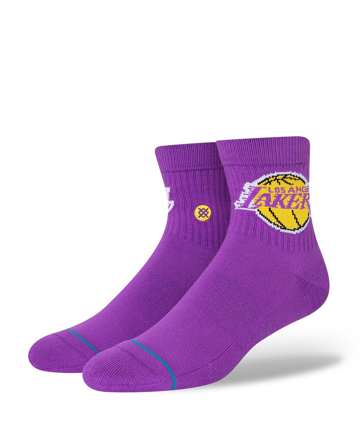 Shop Stance Men's  Los Angeles Lakers Logo Quarter Socks In Purple