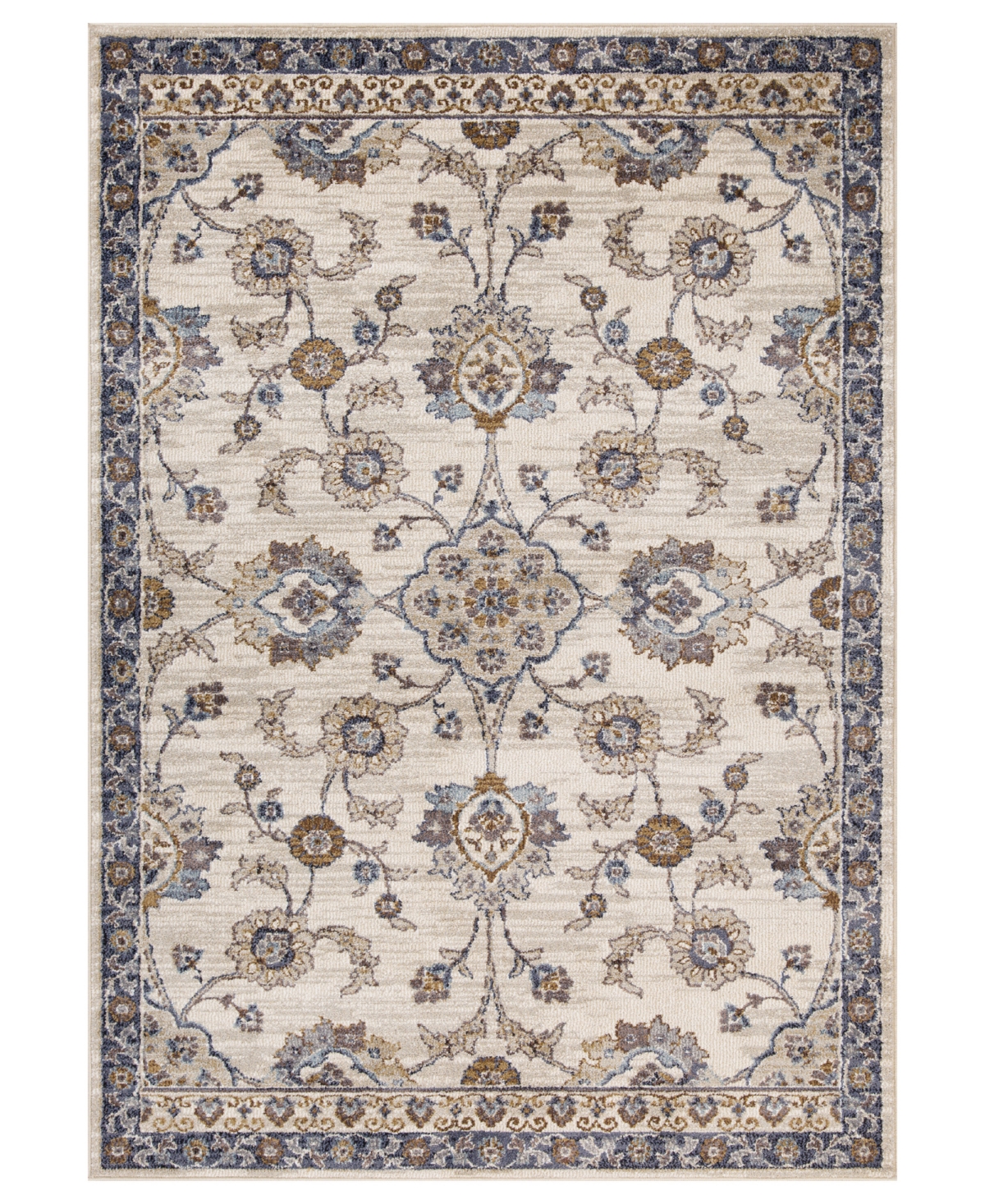 Km Home Poole POL9 5'3in x 7'6in Area Rug - Ivory, Gray