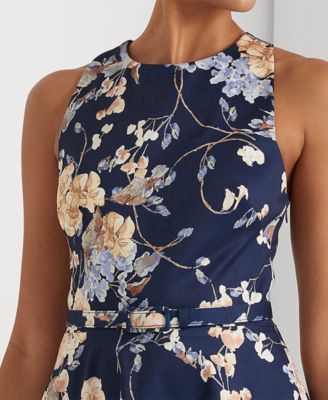 Lauren Ralph Lauren Women's Floral Belted Faille Cocktail