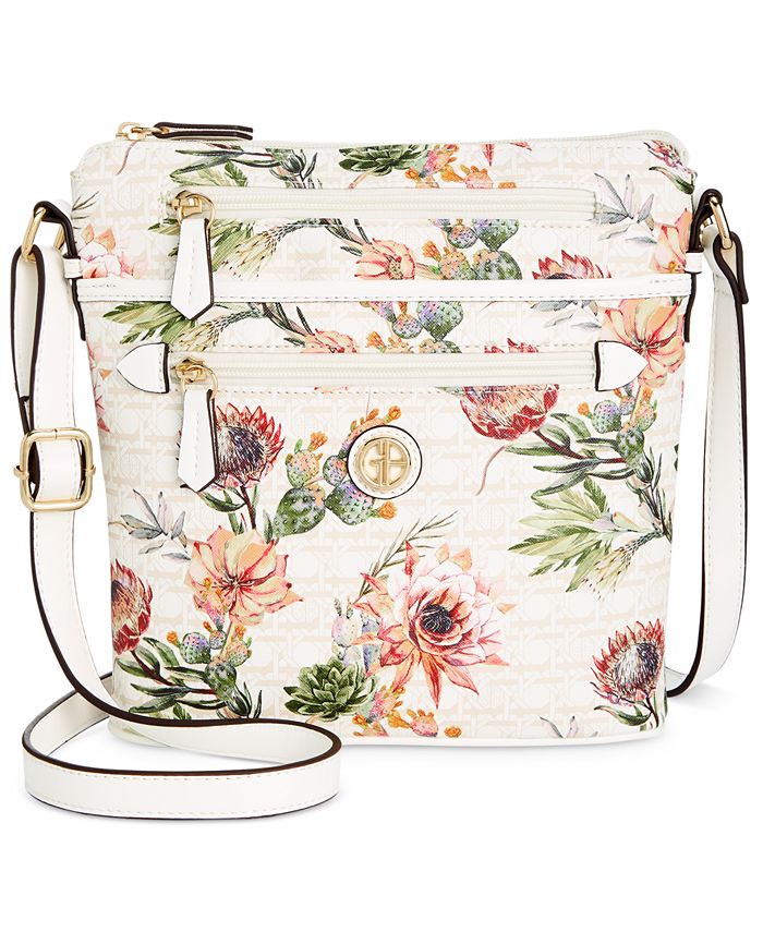 Giani Bernini Cactus Floral North South Small Faux Leather Crossbody ...