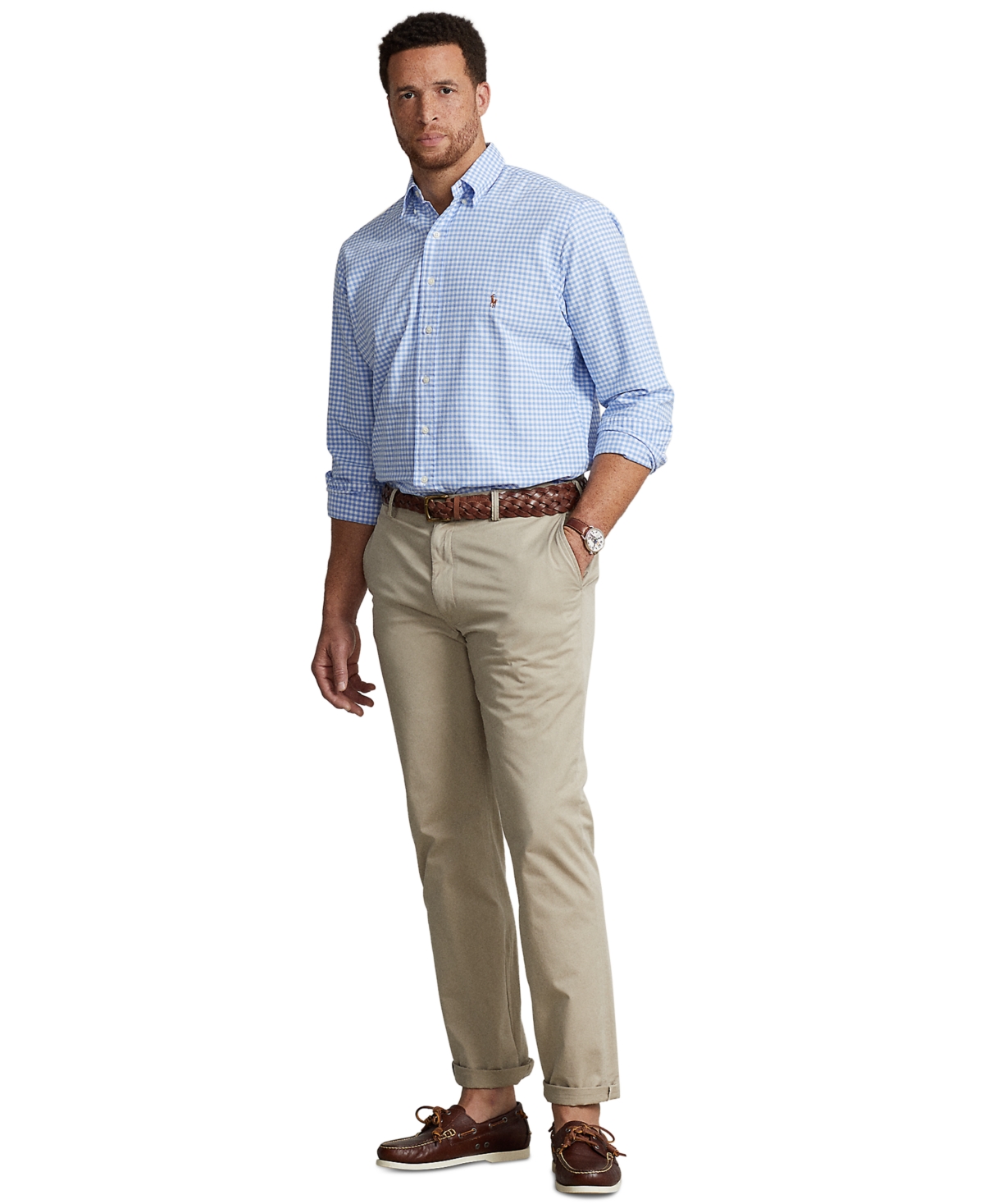 Polo Ralph Lauren Men's Big & Tall Gingham Oxford Shirt -White