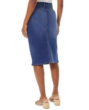 Jones New York Women's Lexington Front-Slit Denim Midi Skirt - Macy's