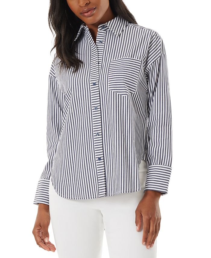 Jones New York Women's Cotton Oversized Striped Shirt - Macy's