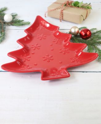 Winterfest Holiday Red Tree Platter