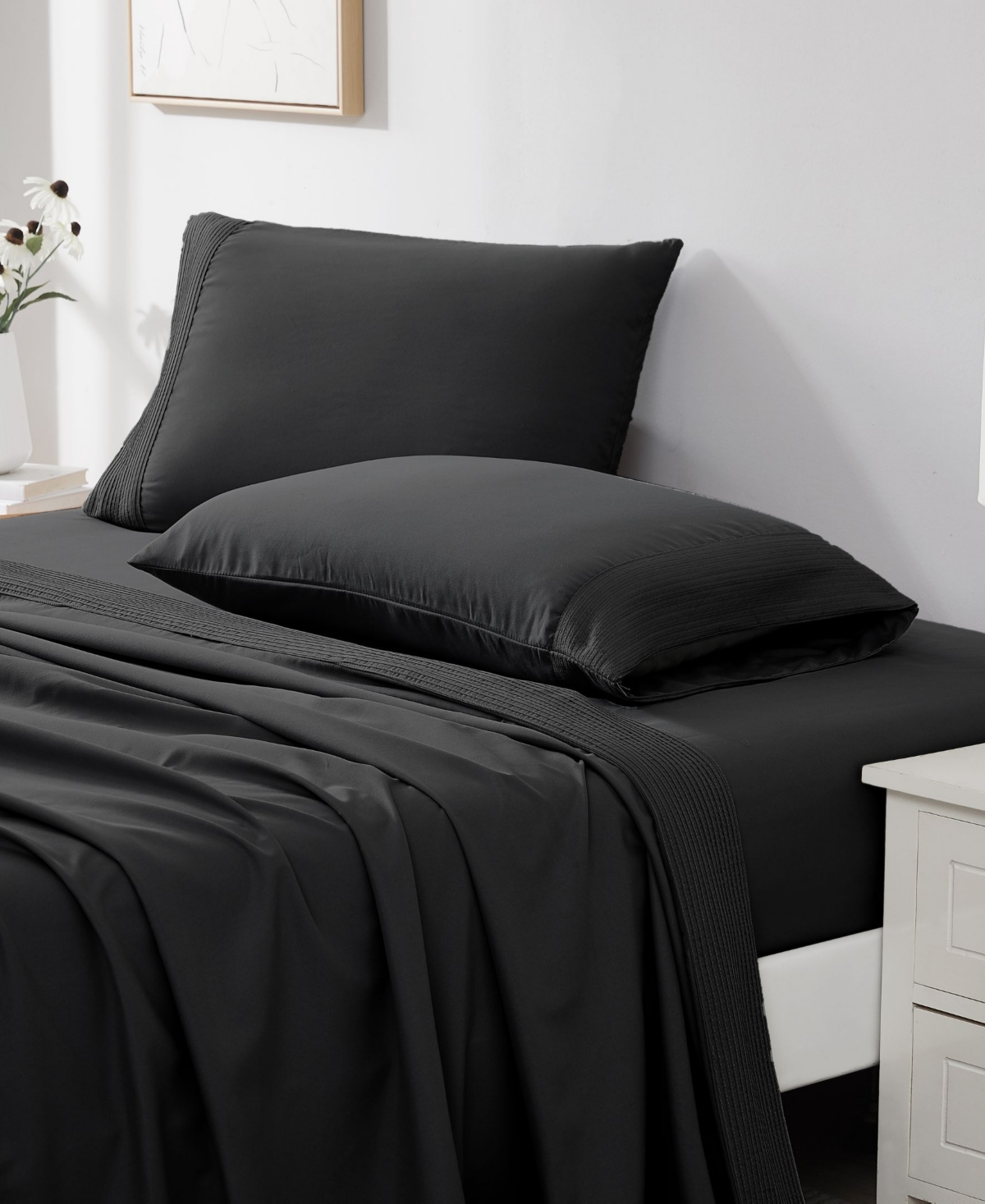 Southshore Fine Linens Classy Pleated 21" Extra deep, Pocket Sheet Set