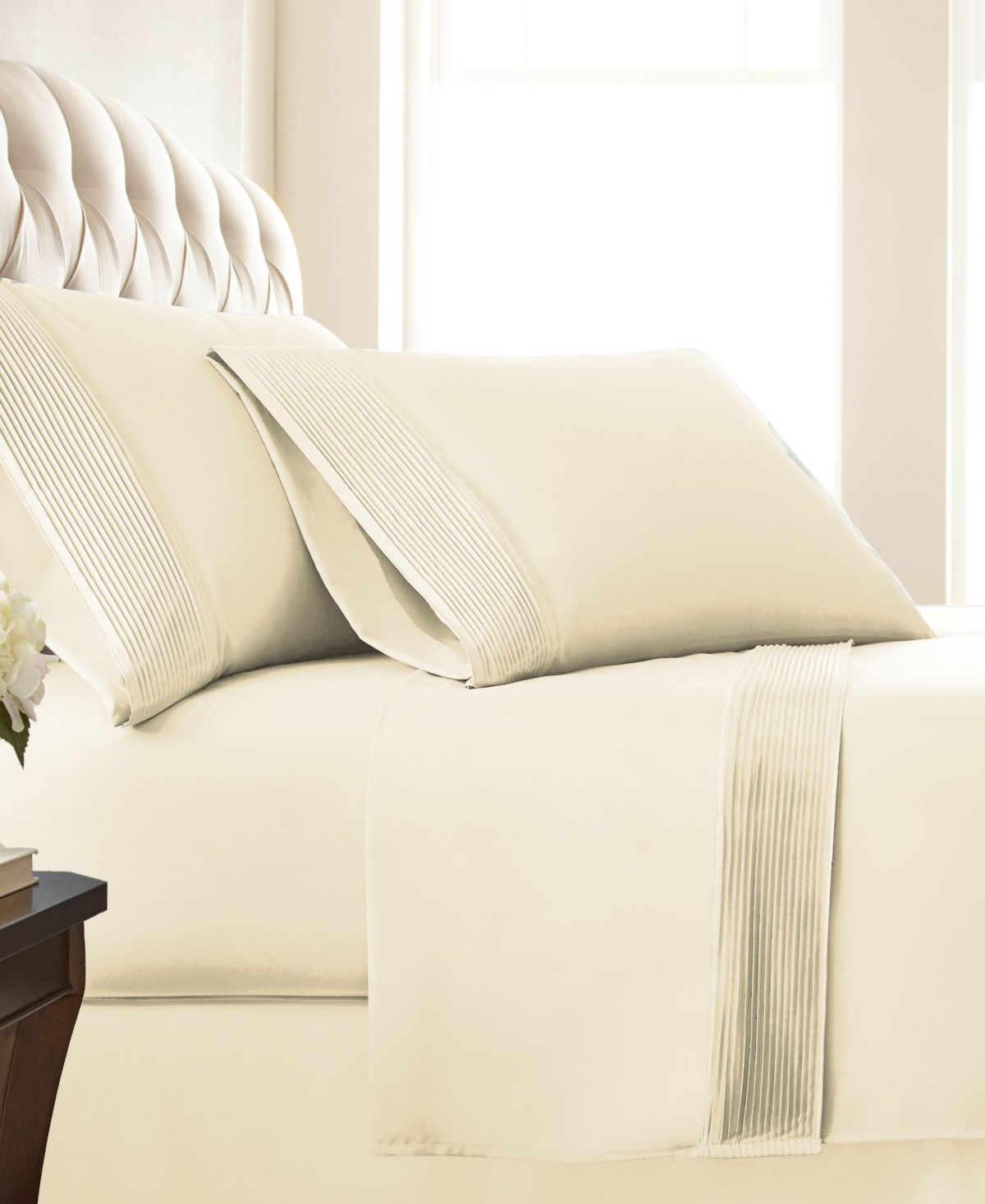 Southshore Fine Linens Classy Pleated 21" Extra deep, Pocket Sheet Set