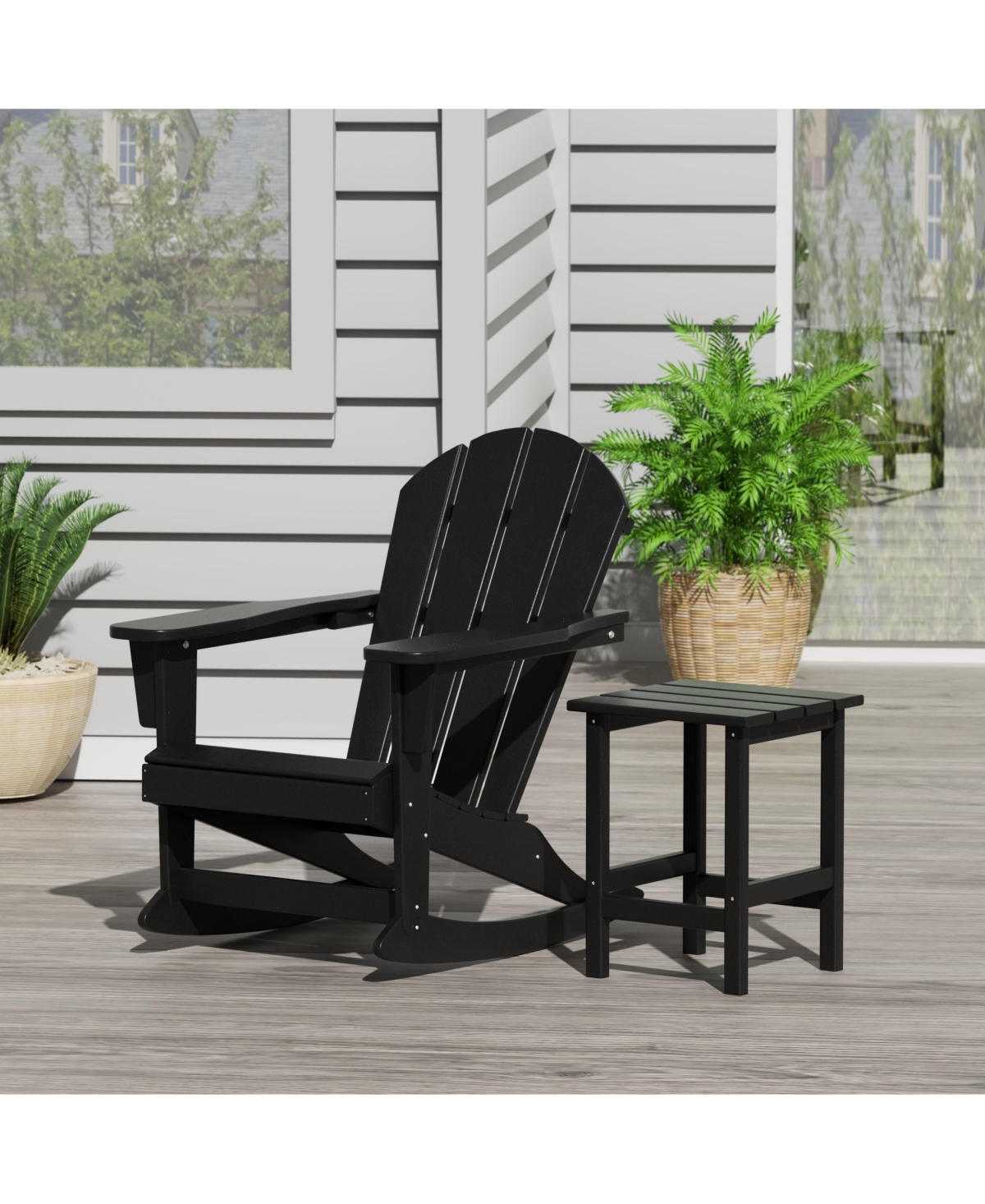 WestinTrends 2-Piece Set Outdoor Adirondack Rocking Chair with Side Table