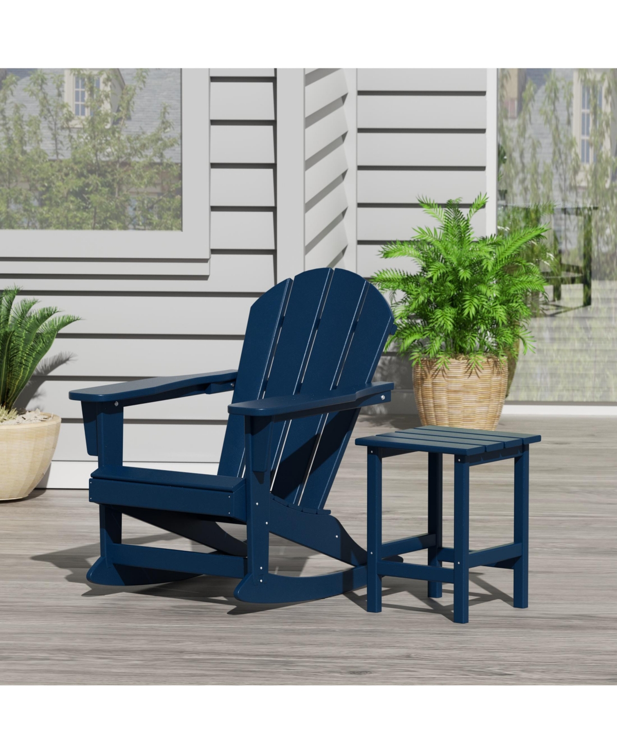 WestinTrends 2-Piece Set Outdoor Adirondack Rocking Chair with Side Table