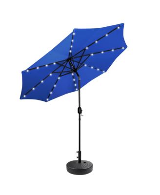 9 ft. Patio Solar Power LED lights Market Umbrella with Black Round Base
