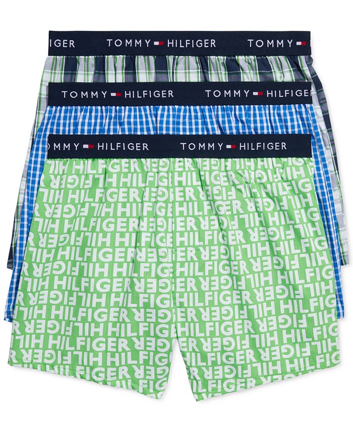 Tommy Hilfiger Men's 3-Pk. Classic Printed Cotton Poplin Boxers - Macy's