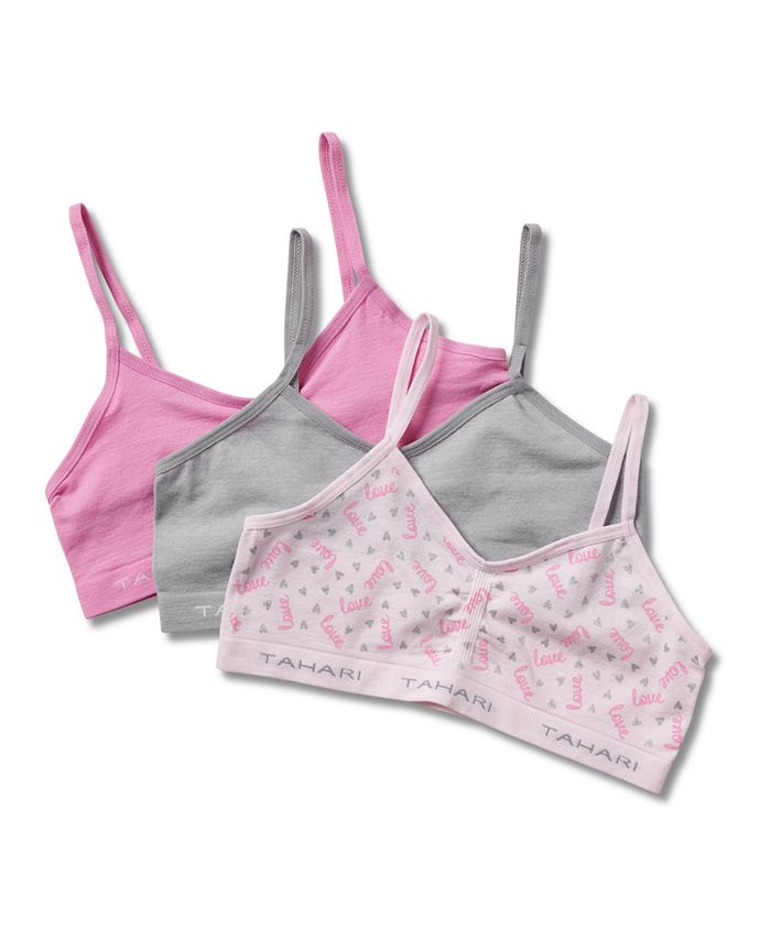 Tahari Big Girls 3-Pack Printed and Solid Color Seamless Bras with Logo  Band - Macy's